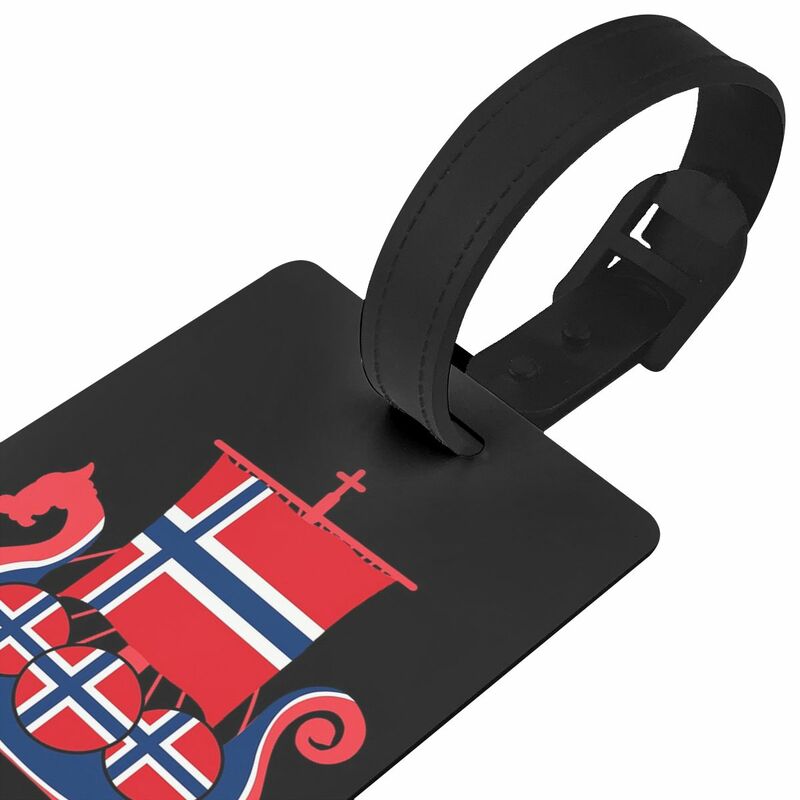 Etiquetas de equipaje con bandera de Noruega, accesorios de maleta, soporte de etiqueta portátil, Dirección de identificación, barco vikingo, Noruega