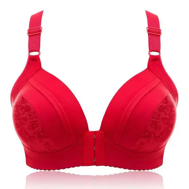 The New Compact No-underwire Thin Bra for Middle-aged and Elderly Women with Front Buckle Straps and Comfortable Close Breast