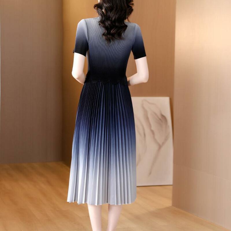 Top & Long Pleated Skirt High Quality Fabric Pleated Top & Pleated Skirt Boutique Women's Sets