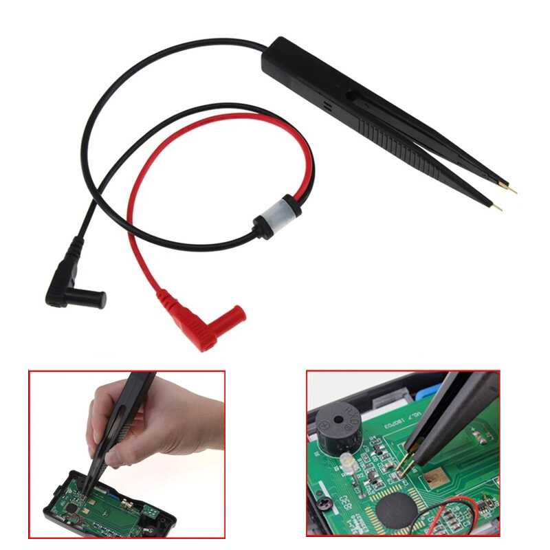 SMD Multimeter Probe Inductor Test Clip Meter Probe Wire Tweezers Needle Leads Pin Tester for Digital Resistor Capacitor Cable