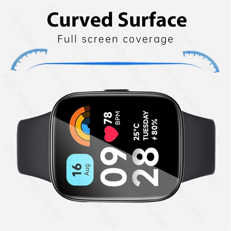 3PCS 9D Protective Glass For Xiaomi Redmi Watch 3 Active Lite Light Smart Watches 3Active 3Lite 1.83" Screen Protector Soft Film
