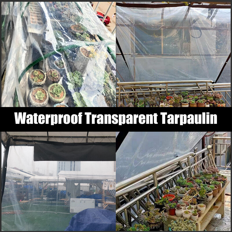 Lona impermeable transparente gruesa para jardín, cubierta de planta de polietileno transparente a prueba de lluvia, paño de cobertizo de aislamiento con ojales