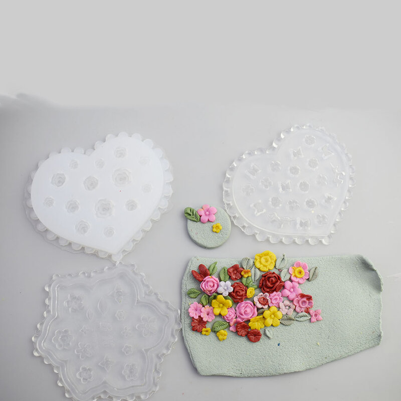 Mini Flor e Folha de Silicone Mold, Minúsculo Resina, DIY Nail Art Craft, Fazer Jóias, Polymer Clay, Ferramenta Handmade, Small Beads, 4Pcs