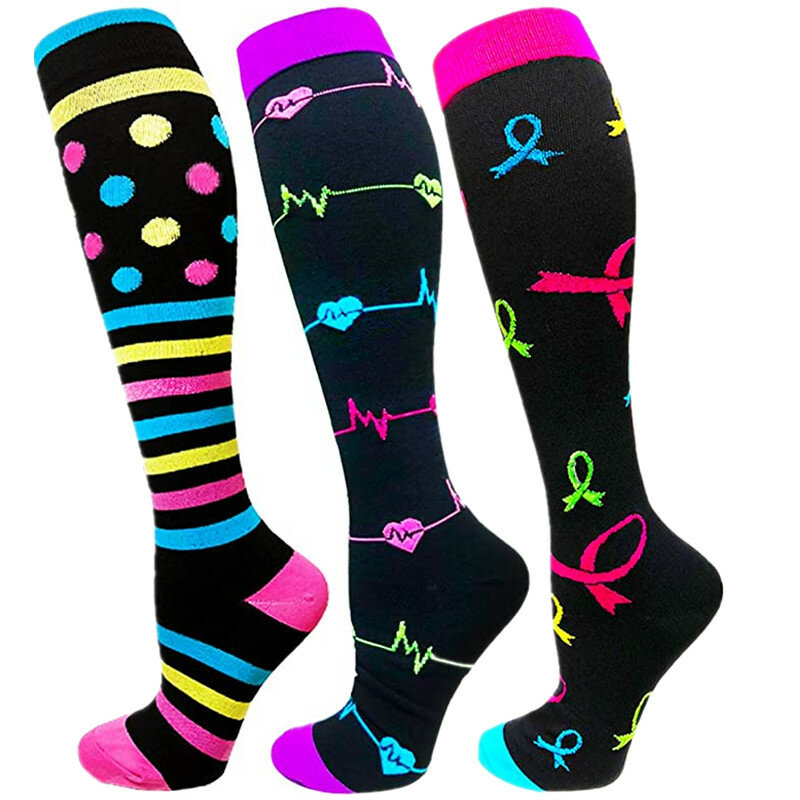 New Compression Socks Fit for Nurse Doctor Varicose Veins Edema Diabetes Travel Flight Hiking Recovery Running Fitness Socks
