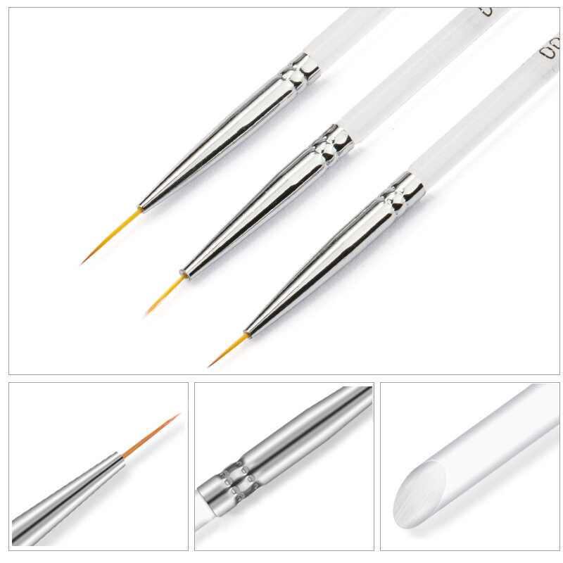 2022 NEUE 3 Teile/satz Gel Nail art Linie Malerei Pinsel Kristall Acryl Dünne Liner Zeichnung Pen-Set Mode Nagel Kunst maniküre Werkzeuge