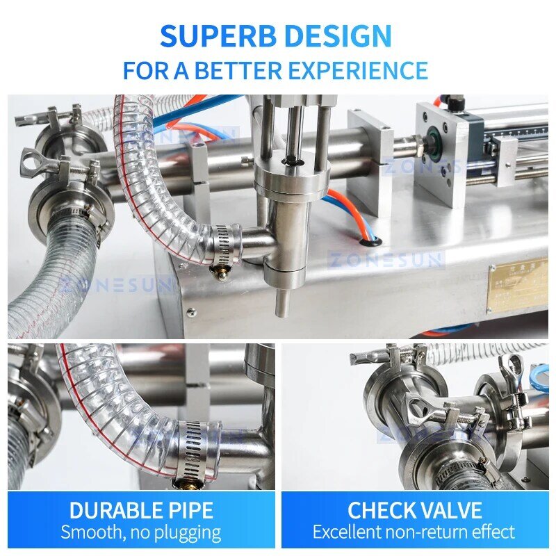 ZONESUN Pneumatic Piston Liquid Filler แชมพูไวน์น้ำผลไม้น้ำส้มสายชูน้ำมันสบู่เครื่อง ZS-YT1