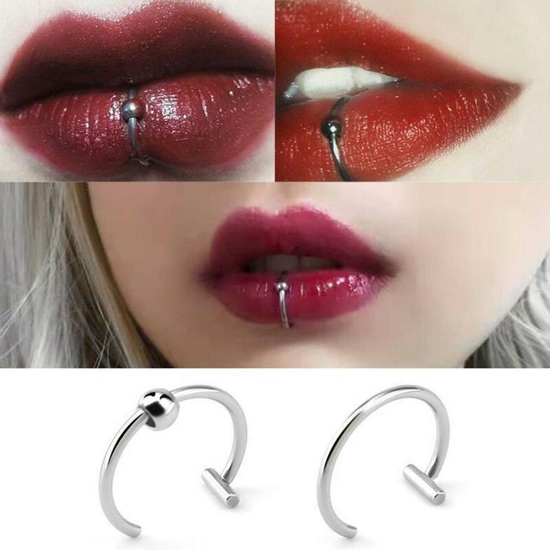 2024 New Punk 10mm Stainless Steel Lip Rings Unisex Women Cuff Clip On Fake Labret Piercing Ear Nose Hoops Septum Body Jewelry