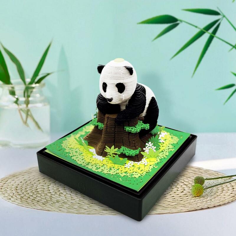 Bloc de notas de Arte de papel 3D Panda, almohadilla de notas adhesivas, modelo de Panda para el hogar, adornos de escritorio, decoración de grabado, regalos de oficina Z3M0