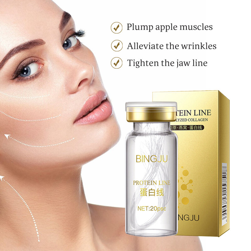 High Quality Protein Line Face Lifting Moisturizing Whitening Skin Care Serum Gold Foil Essence Absorbable Collagen Thread