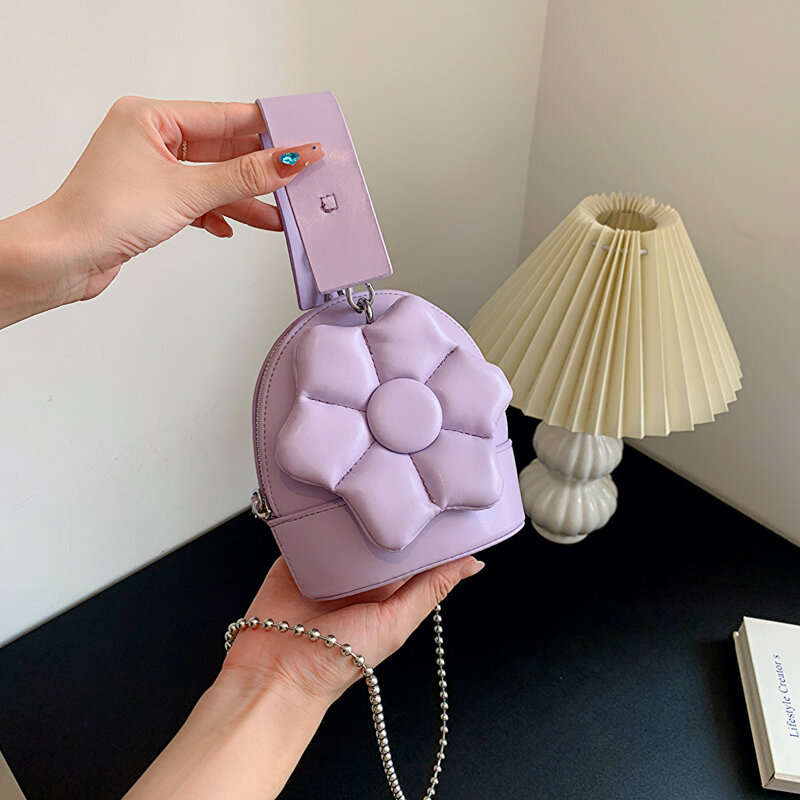 Мини-сумка для женщин 2022 клатч с цветами модная сумка через плечо с цепочкой ракушка с ручками черная фиолетовая сумка-шоппер Кошелек на запястье