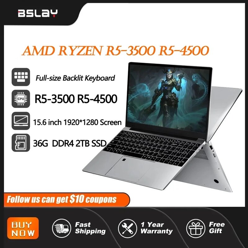 2024 neue 15,6 Zoll und Ryzen R5-3500 R5-4500 max 36GB DDR4 m.2 2TB SSD Windows 11 Gaming-Laptops Notebook Black lit Tastatur