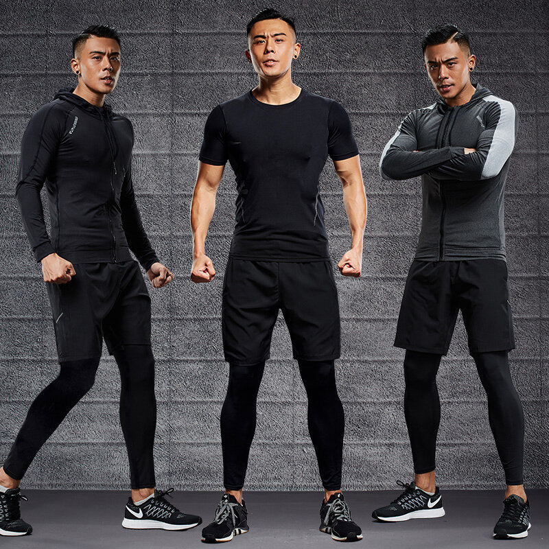 Dry Fit trening męski zestaw odzieży sportowej siłownia kompresja Sport garnitur Jogging Tight odzież sportowa odzież 4XL5XL ponadgabarytowy mężczyzna