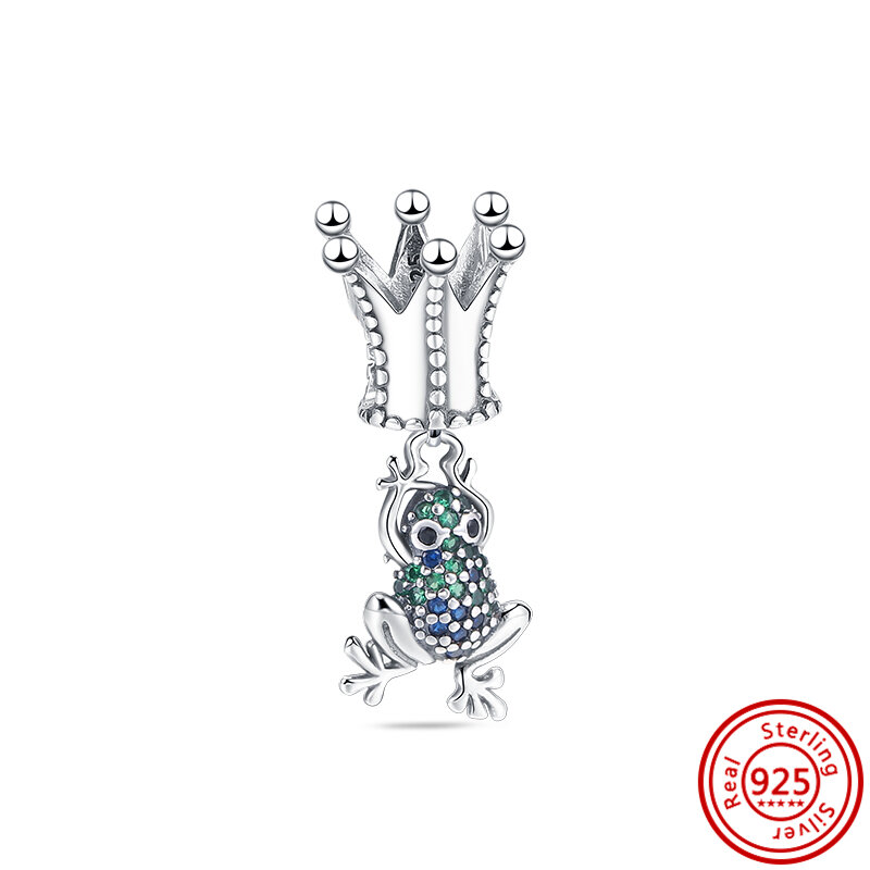 Real 925 Sterling Silver Green Frog Tree Pave Camping Zircon Beads Fit Original Pandora Charms Bracelet Female DIY Gift Jewelry