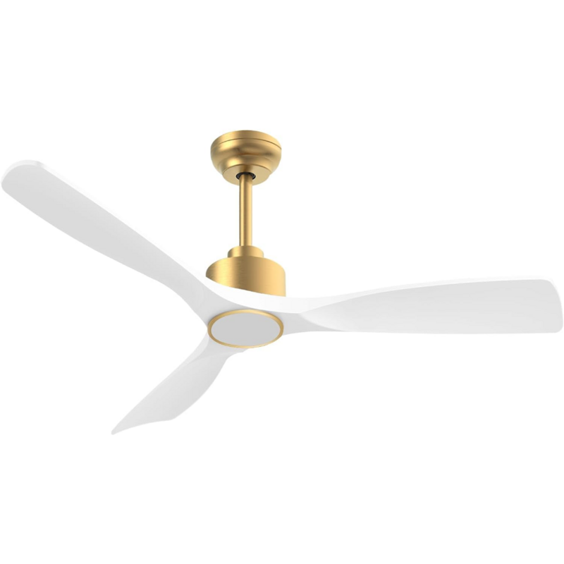 52 Inch ETL Listed Indoor Outdoor Smart Ceiling Fans with Lights Remote Control, Quiet DC Motor 3 Blade Modern White Gold