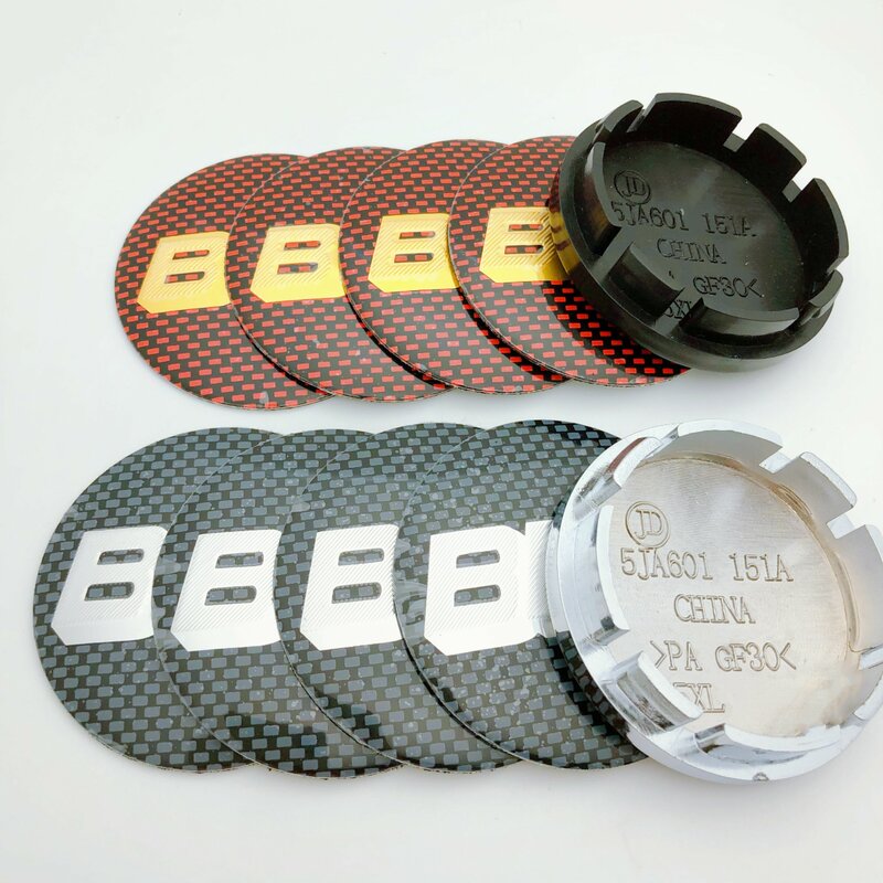 Cubierta de tapa central de rueda de coche, 4 piezas, 56mm, 60mm, 65mm, 70mm, 80mm, emblema de cubo de rueda, accesorios para logotipo B S