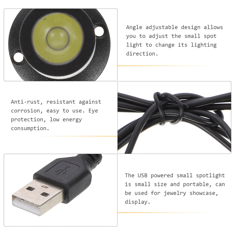 Led USB Spotlight Jewelry Showcase piccolo faretto USB Powered portable Spot Light Cabinet soffitto girevole home party decorare