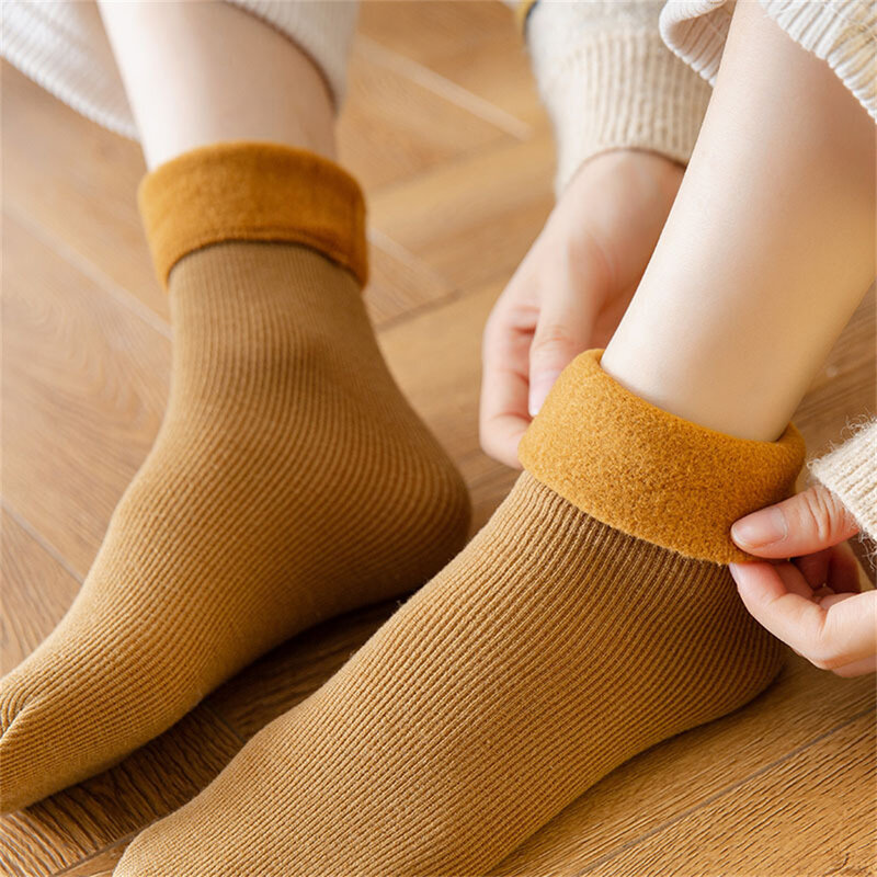 Женские кашемировые носки для снежной погоды, осень/зима, бархатные плотные теплые носки для сна, мягкие хлопковые плюшевые носки для мужчин и женщин, 1 пара