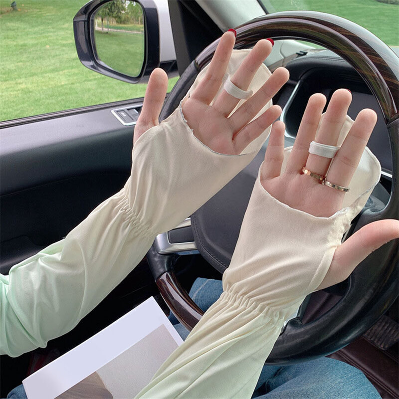 Летние свободные дышащие солнцезащитные рукава для вождения из ледяного шелка женские длинные рукава для стрелок Супермягкие