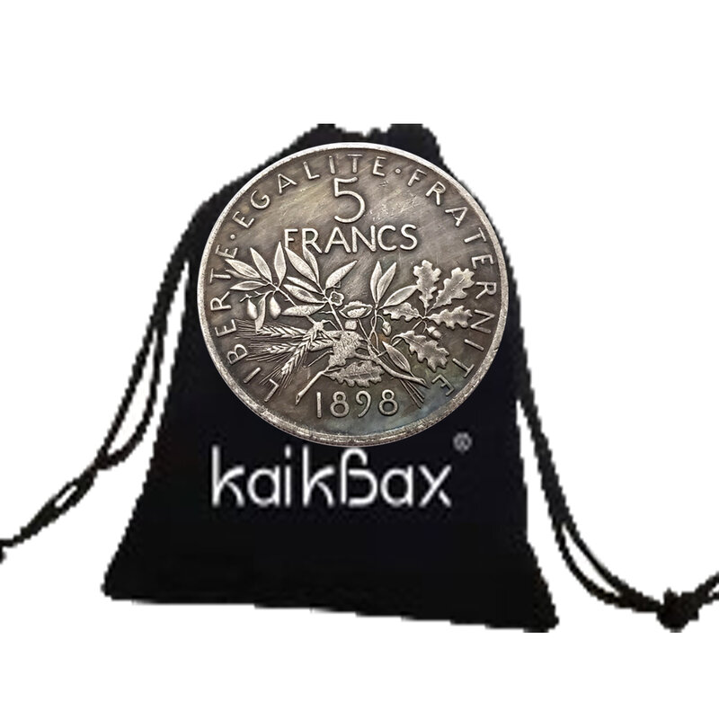 프랑스 제국 하프 달러 커플 아트 동전, 나이트클럽 결정 동전, 행운의 기념 포켓 동전, 선물 가방, 럭셔리 1898