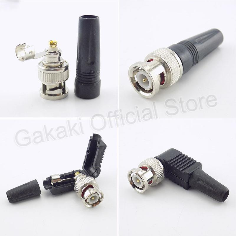Conector macho BNC, RF Coaxial, cabo RG59, adaptador de cauda de plástico para vigilância CCTV, câmera, vídeo, áudio, Twist-on