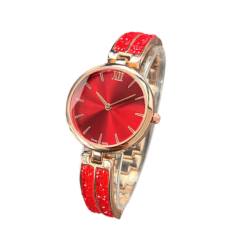 Modny kwarcowy damski zegarek kwarcowy z okrągła tarcza paskiem na bransoletka z diamentami na prezent urodzinowy dla dziewczyny