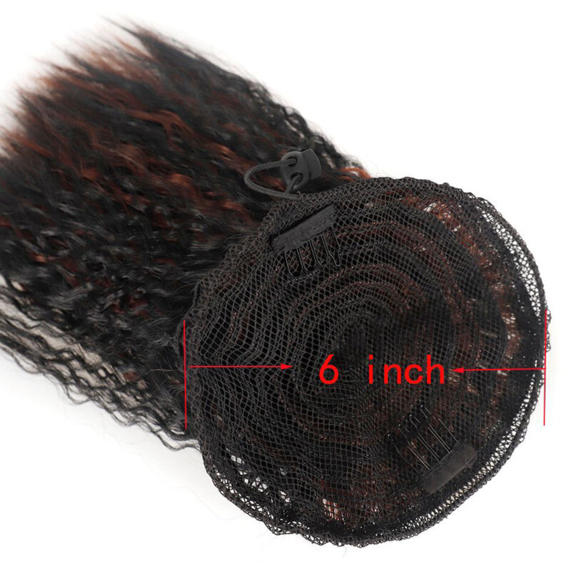 Jagung gelombang 28cm Kinky keriting ekor kuda ekstensi rambut sintetis Wig alami untuk wanita Wig tanpa lem aksesoris untuk Mujer