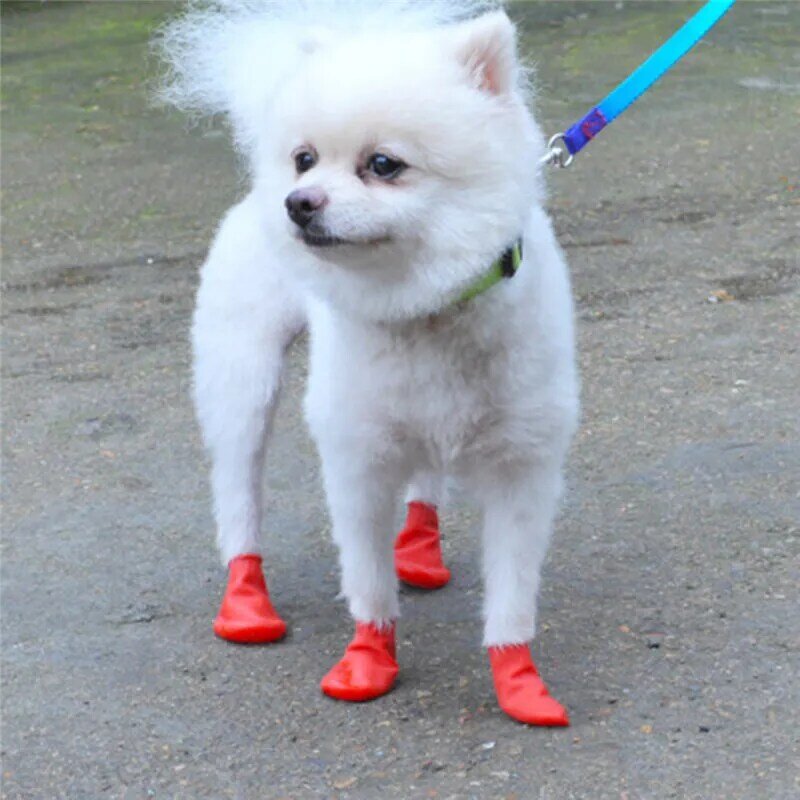 4 pezzi scarpe da pioggia impermeabili per animali domestici stivale in gomma antiscivolo per scarpe da pioggia per cani e gatti calzini per cani di taglia piccola e media forniture per animali domestici