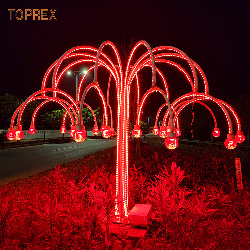 고품질 야외 방수 크리스마스 휴일 장식 분수 꽃 나무 풍경 램프 장식 장식 led 모티브 빛