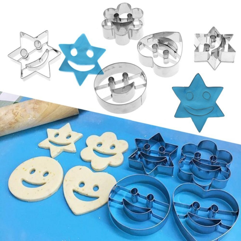 4Pcs Set Baking Mold Stainless Steel Smile Face Biscuit Cookie Cutter Cake Decorating Molds Cookware Kitchen Accessories