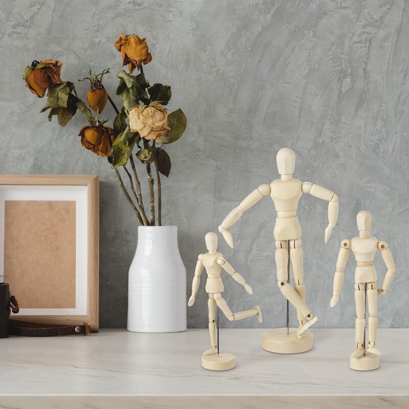 Kit de mannequin d'artiste en bois, modèle de figure mobile, dessin de mannequin, ensemble avec support, joint flexible, 6 pièces