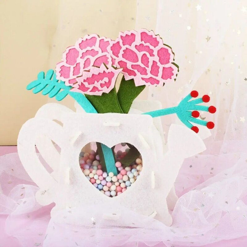 Buket bunga DIY Pot kerajinan mainan kreatif manik-manik anyelir buatan tangan Pot tanaman mainan mawar belajar balita