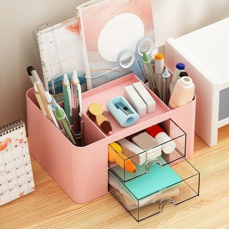 Caja organizadora cosméticos, estuche almacenamiento para pendientes escritorio, tocador, contenedor maquillaje