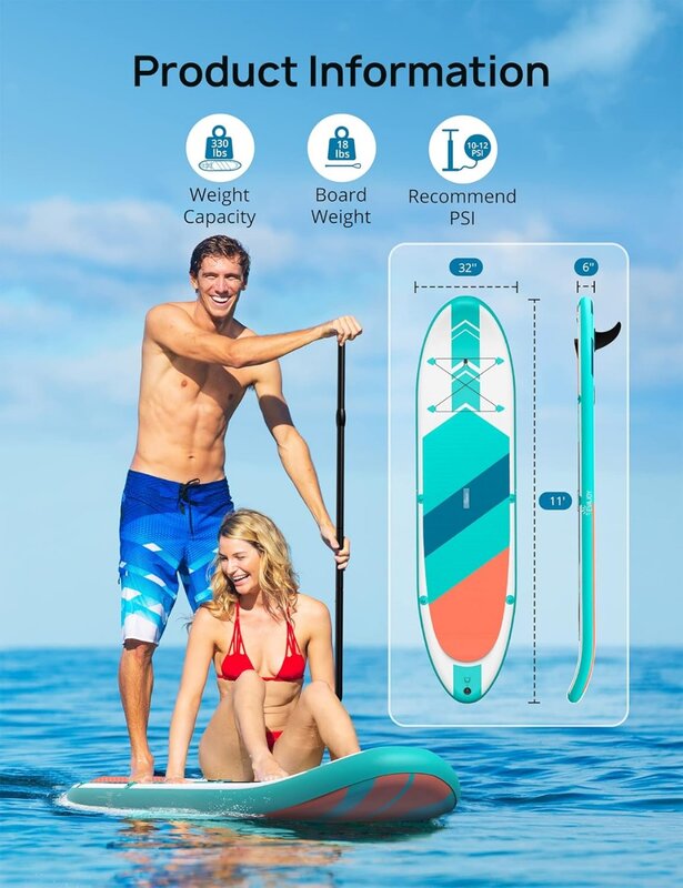 Paddle Boards, 10'10''x32''x6'' Inflatable Stand Up Paddle Board SUP for All Skill Levels, Included Paddle Board