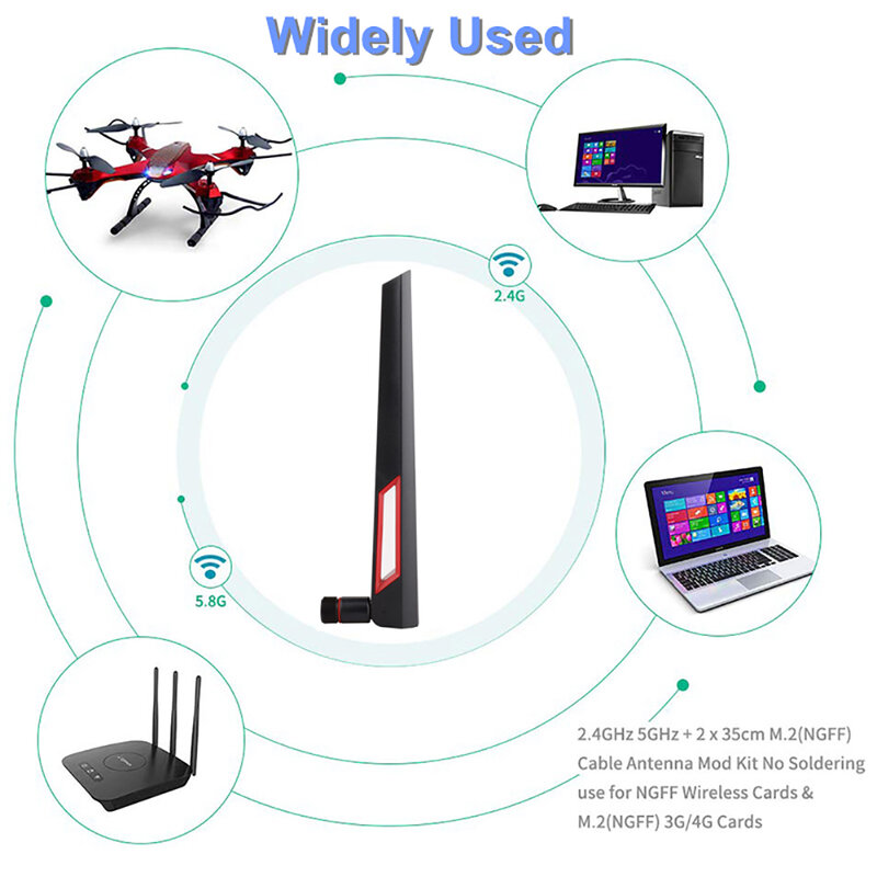 Антенна Wi-Fi 10dbi, 2,4 ГГц, 5 ГГц, 5,8 ГГц, усилитель сигнала, Мужская универсальная Антенна, усилитель Wi-Fi для маршрутизатора WLAN