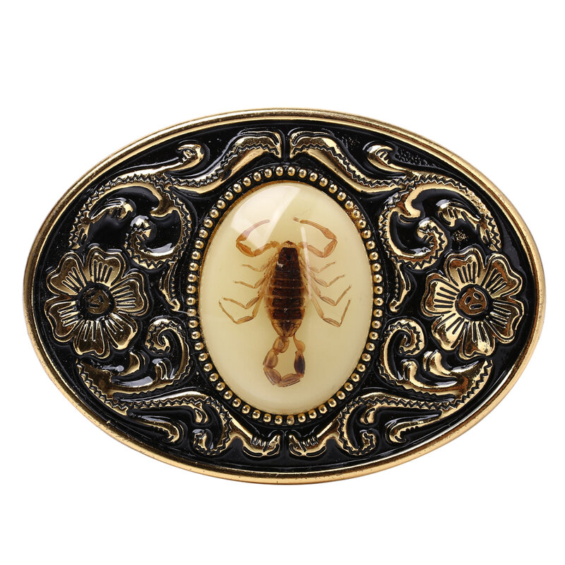 Boucle de ceinture en alliage d'or pour jeans, motif floral, animal, scorpion, accessoires