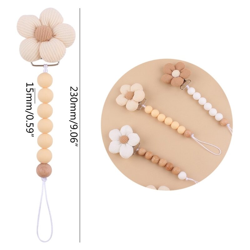 Clip sucette en perles pour bébé, breloque fleur, chaîne, porte-tétine factice pour nouveau-nés, laisse