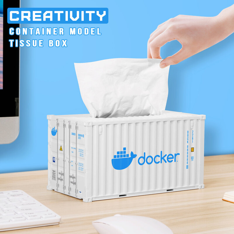 Creative Docker Container ของเล่นตกแต่ง Desktop Home กล่องกระดาษทิชชูอุปกรณ์สำนักงานปากกาผู้ถือโลโก้ที่กำหนดเอง