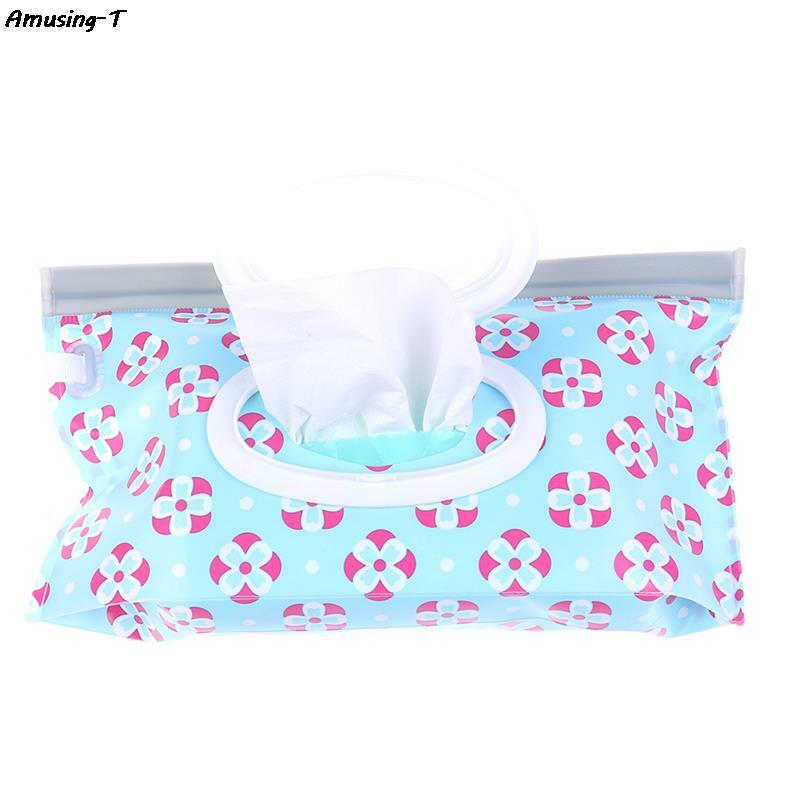 1 pz eco-friendly Baby Wipes Box Wet Wipe Box salviette per la pulizia borsa per il trasporto Clamshell Snap Strap Wipe Container Case