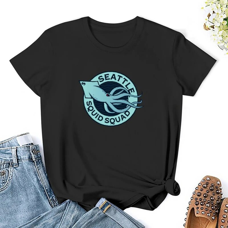 Seattle Squid Squad T-Shirt weibliche Kleidung ästhetische Kleidung plus Größe Tops Shirts Grafik T-Shirts Western T-Shirt Kleid für Frauen