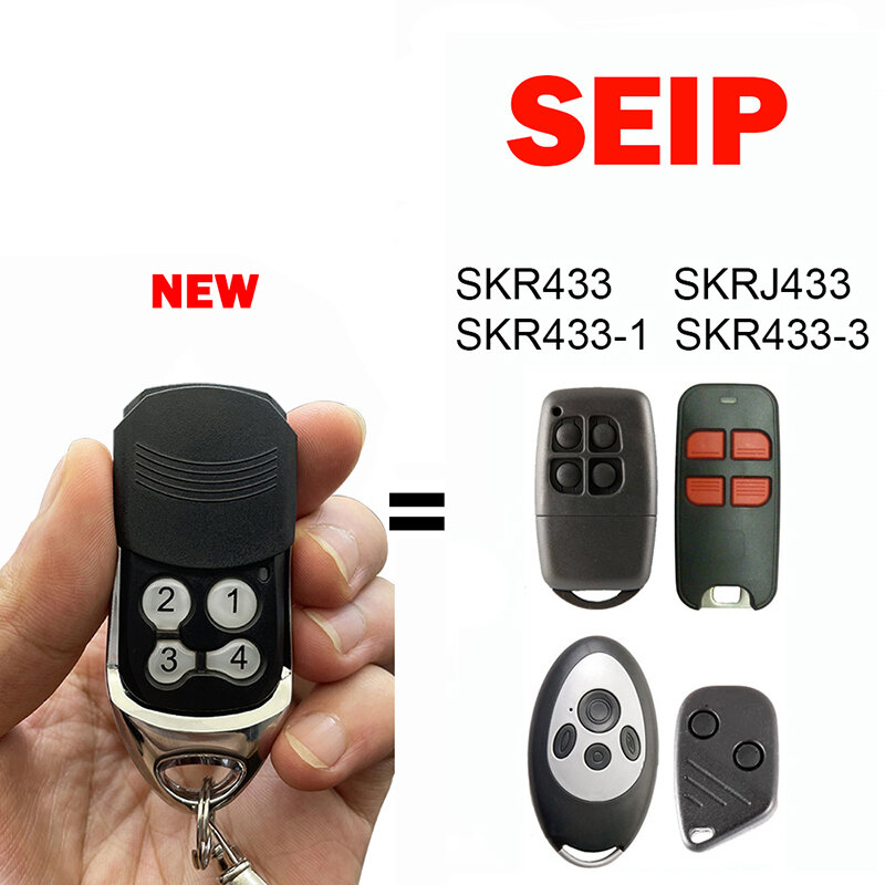 Para Control remoto SEIP Compatible con SKR433 SKR433-1 SKR433-3 SKRJ433 433,92 MHz código rodante Control remoto de mano para garaje