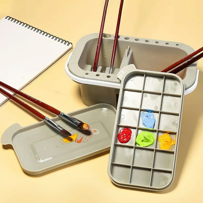 Brush Washing Bucket Brush Box Multi-function Pen Holder Art Supplies Oil-based Acrylic Watercolor Tool Art Palette Brush Washer