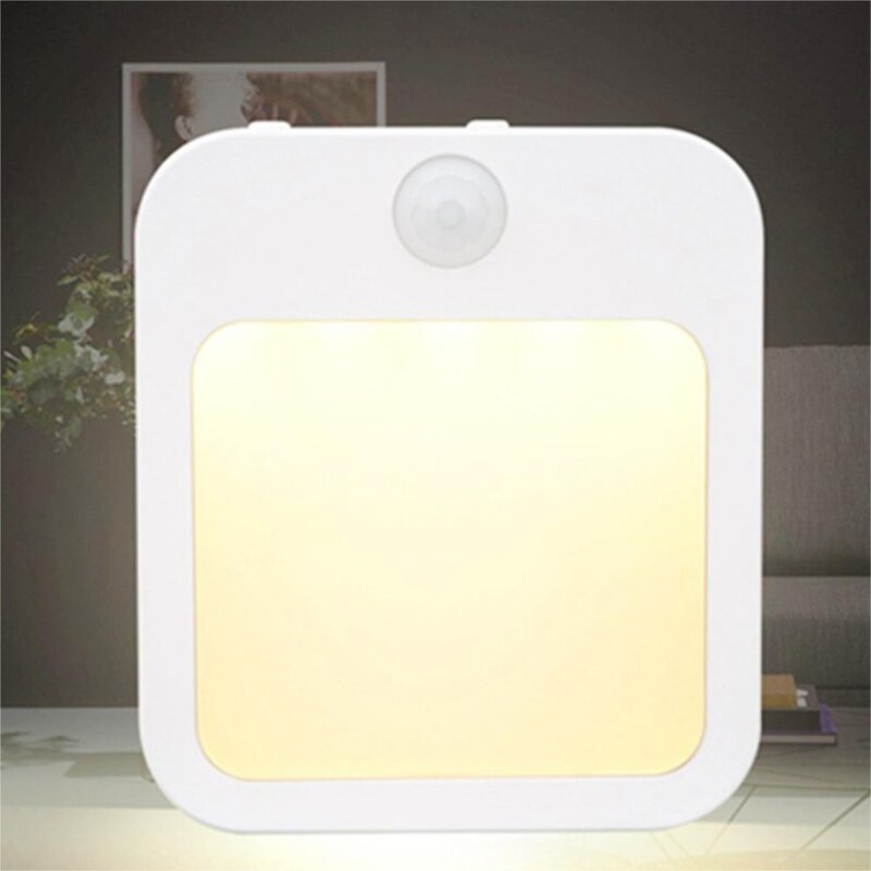 UooKzz-Motion Sensor LED Night Lights, EU Plug, Luz do armário regulável, cabeceira do bebê, quarto, corredor, iluminação doméstica