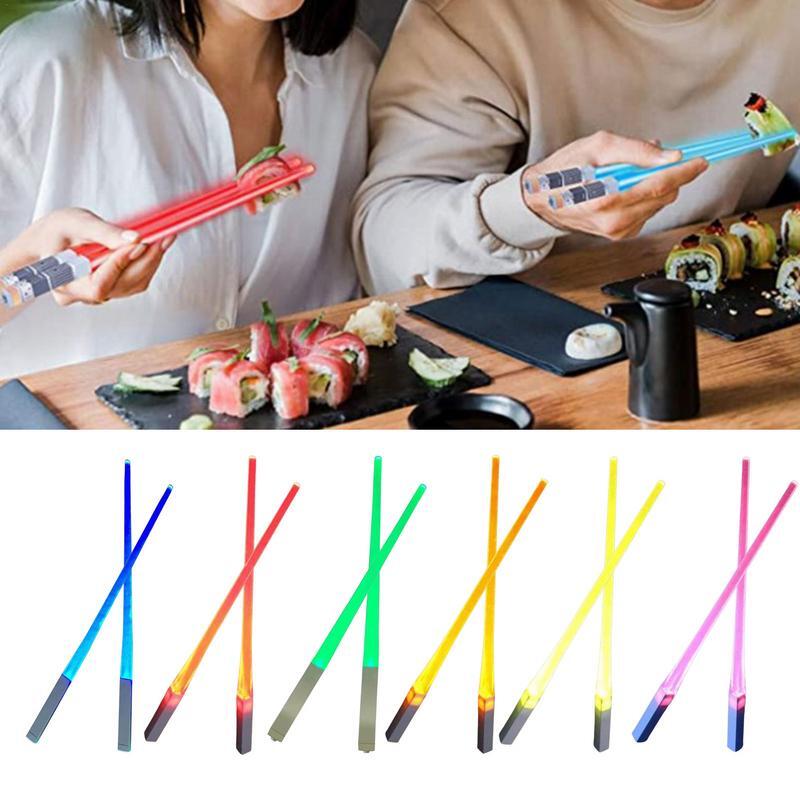Lightsaber LED Luminous Chopsticks Glowing Light Up Chop Sticks Home Kitchen Dinner Luminous Reusable Tableware StarWar Theme