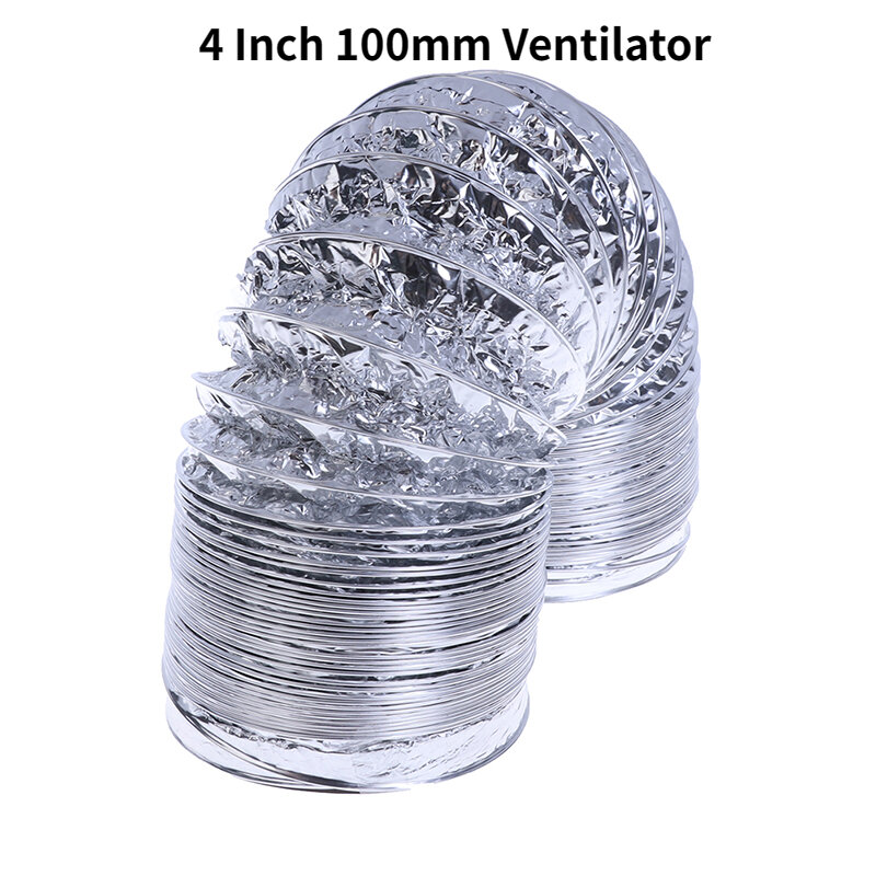 1 buah pipa Ventilator 100mm, pipa Pvc tabung aluminium ventilasi udara selang knalpot fleksibel 3/2m sistem ventilasi kamar mandi 1.5m 4 inci