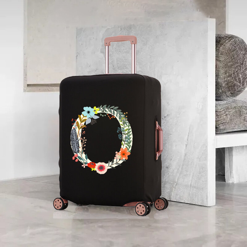 Cubierta de equipaje con alfabeto floral, cubierta protectora elástica extraíble, a prueba de polvo, adecuada para equipaje de 18-32 pulgadas
