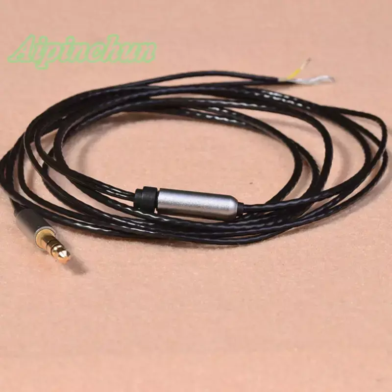Aipinchun dobrej jakości 3.5mm 3-biegunowe gniazdo DIY kabel do słuchawek wymienne słuchawki srebrne-płytka przewód zasilający AA0229