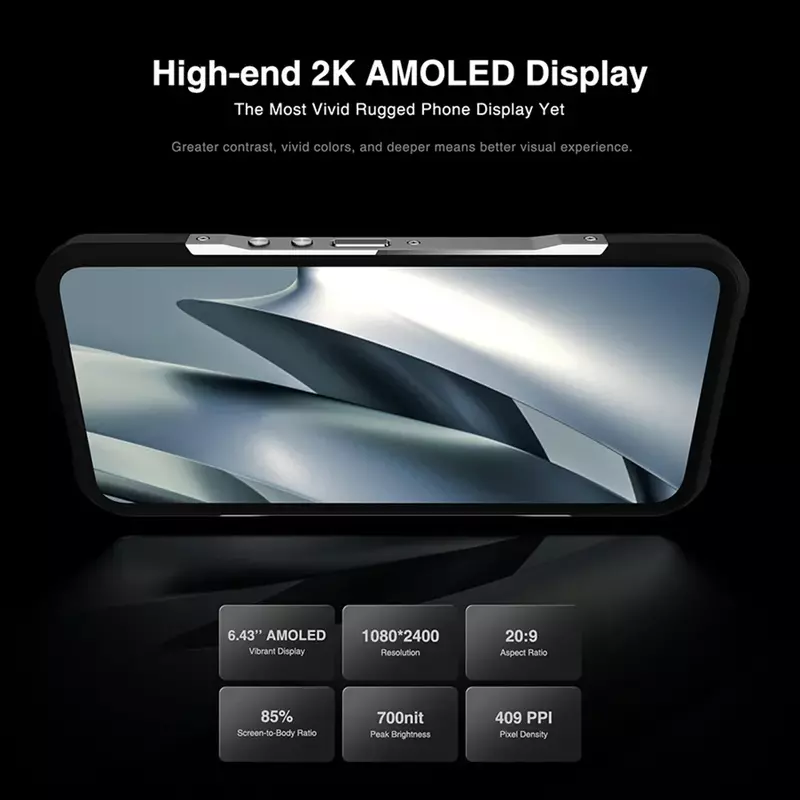 Новый DOOGEE V20 Pro Rugged Production1440*1080 Разрешение тепловизионного изображения 6,43 дюйма, 2K AMOLED, 12 ГБ + 256 ГБ, 7-нм чипсет 5G