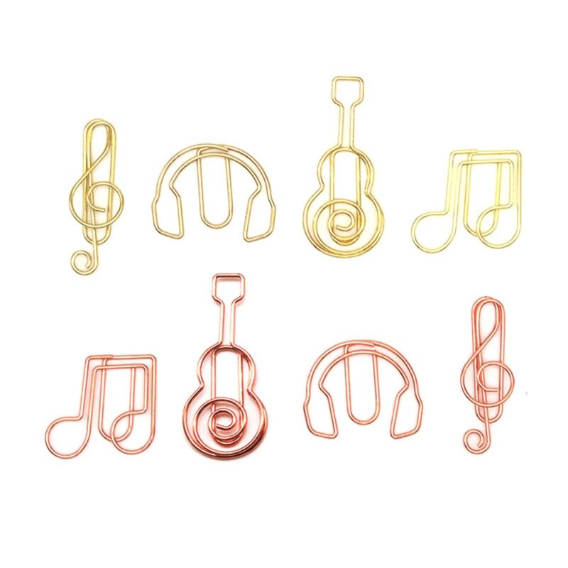 Trombones en forme de note de musique en métal, signet Kawaii, école de bureau, marquage, clips, cadeaux