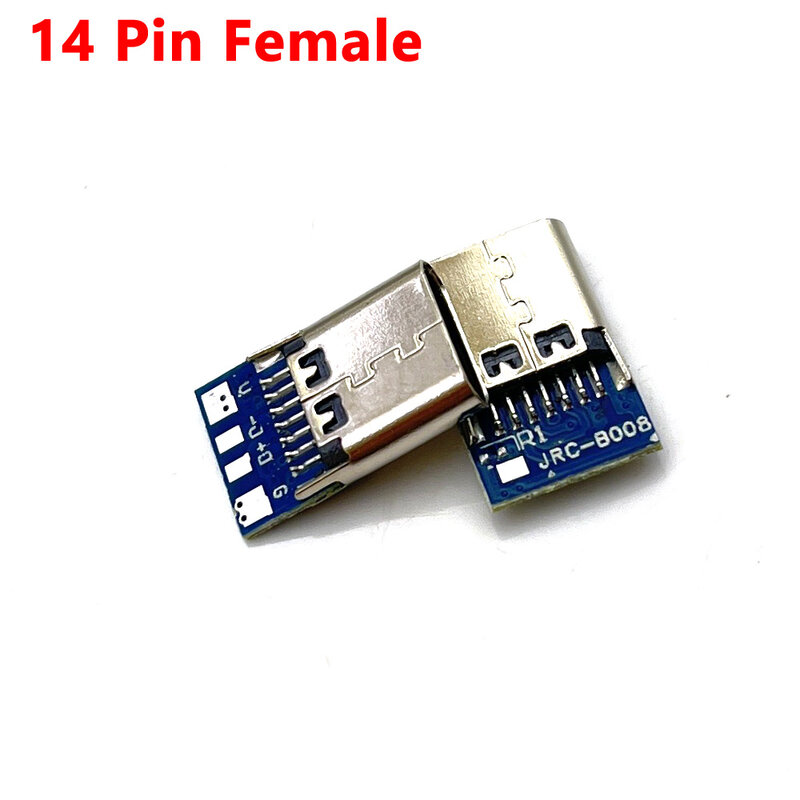 1Pcs USB-C 3.1ประเภท C USB 14 Pin ปลั๊กตัวเมีย Receptacle ผ่านหลุม PCB 180แนวตั้ง Shield ความยาวโดยรวม14.6มม.