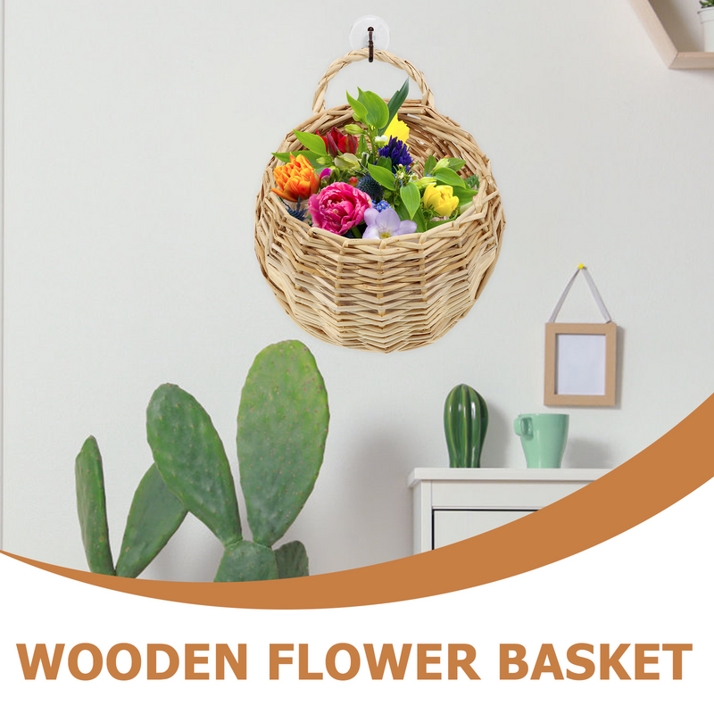 Rattan Hanging Planters - Round Plant Baskets Bonsai Flowerpot - Woven Flower Pots Flower Holders Garden Balcony